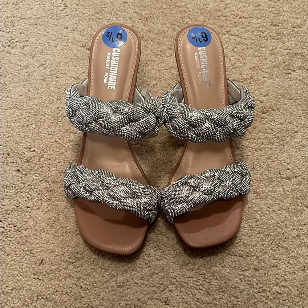 Braided sparkly heeled sandals
